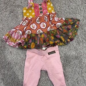 Matilda Jane Multicolor Dress and Pink Leggings Set